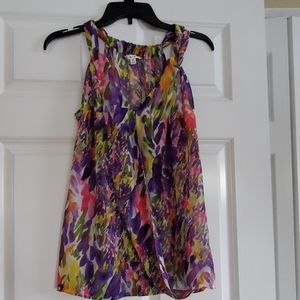 Sheer Spring Faux-Wrap Tank Top